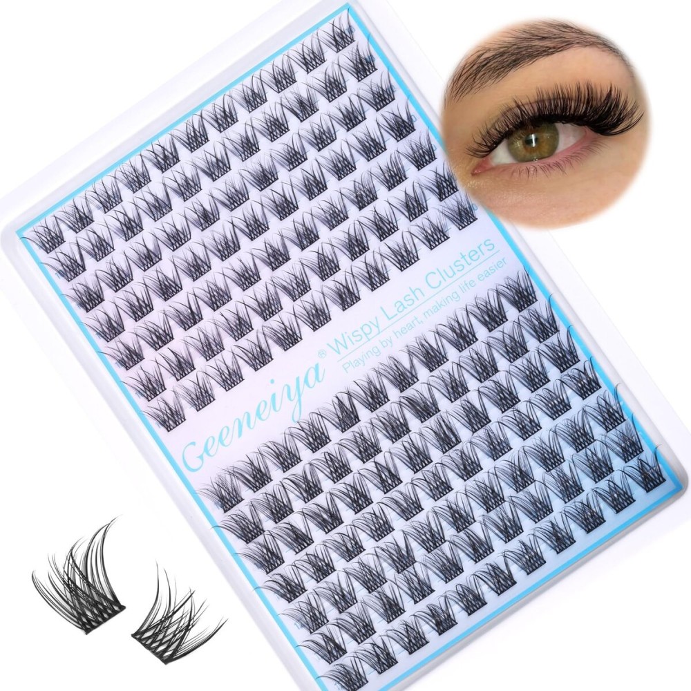 Short Lash Clusters Wispy C Curl Eyelash Clusters 10-12MM Individual Eyelashes Natural Cluster Eyelash Extensions Natural Looking Cluster Lashes by Geeneiya154PCS, C Curl, 10-12mm)