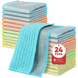 Orighty Multipurpose Wire Dishwashing Rag 24 Pcs, Upgraded Double-Layer Non-Scratch Wire Dish Cleaning Cloths, Kitchen Reusable Steel Scrubber, Powerful Dishcloth Rag for Cookware, Multicolor, 7x8