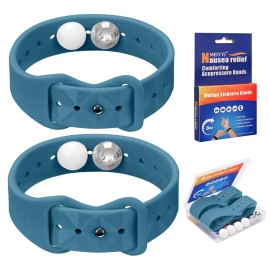 MEIYYJ Motion Sickness Bands for Adults and Kids Sea Wristbands for Cruise Travel Wristband, Natural Relief WristbandsSea Bands for Pregnancy Women(1 Pair Blue)