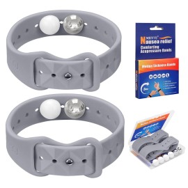 MEIYYJ Motion Sickness Bands for Adults and Kids Sea Wristbands for Cruise Travel Wristband, Natural Relief WristbandsSea Bands for Pregnancy Women(1 Pair Gray)