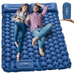 POWERLIX Double Sleeping Pad Camping Pads for 2 Person with Pillow, Built-in Foot Pump Inflatable Sleeping Mat for Backpacking, Hiking, Traveling, Outdoor, Portable Tent Camping Mattress