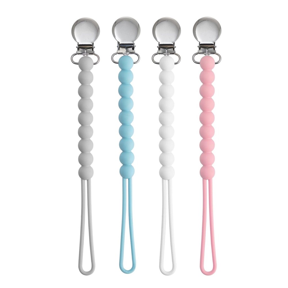 Pacifier Clips for Boys Girls - MORIBOX 4 Pack Paci Clip Soothe Baby Binky Holder for Shower Birthday Gift