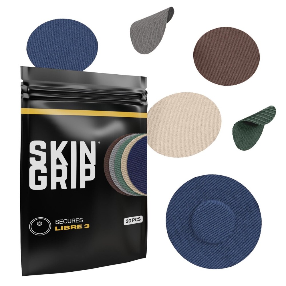 Skin Grip Freestyle Libre 3 Sensor Covers-Waterproof & Sweatproof Adhesive Patches for 10-15 Days (Not for Libre2), Pre-Cut CGM Sensors Cover, Compatible with Instinct Sensors- 20 Pack, Basic Pack