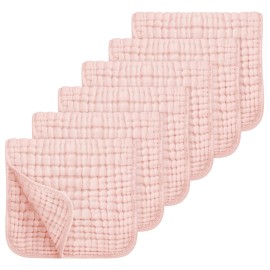 Looxii Muslin Burp Cloths 100% Cotton Muslin Cloths Large 20\'\'x10\'\' Extra Soft and Absorbent 6 Pack Baby Burping Cloth for Boys and Girls Shell Pink