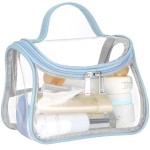 HAOGUAGUA Heavy Duty Clear Cosmetic Bag Waterproof Transparent Travel Makeup Toiletry Organizer Bag (Blue-1pcs)