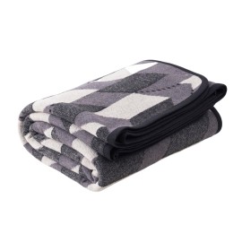 PuTian Merino Wool Blanket - Large Warm Soft Washable Camp Blanket Throw for Bed Couch Camping Outdoor Travel Emergency, Grey Geometry