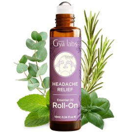 Gya Labs Headache Relief Essential Oil Roll On - 0.34 Fl Oz - Travel Size Roller for Camping, Skin, Aromatherapy Relief, Convenience