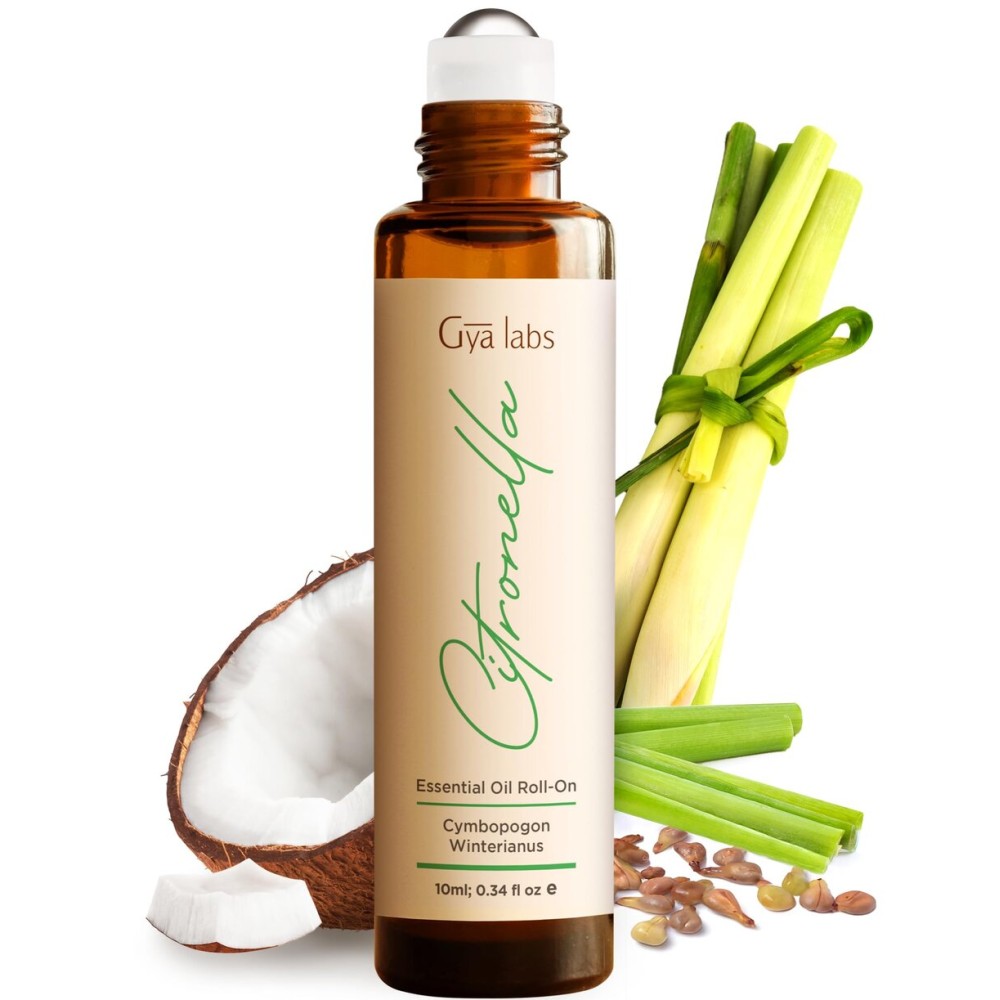 Gya Labs Citronella Essential Oil Roll On - 0.34 Fl Oz - Travel Size Roller for Camping, Skin, Aromatherapy Relief, Convenience