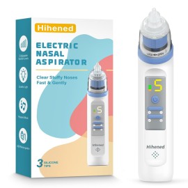 Electric Nasal Aspirator for Baby, Nose Aspirator for Toddlers, Rechargeable Baby Nose Sucker, Nose Cleaner with 3 Silicone Tips, 5 Suction Levels, Music and Light Soothing FunctionBlue