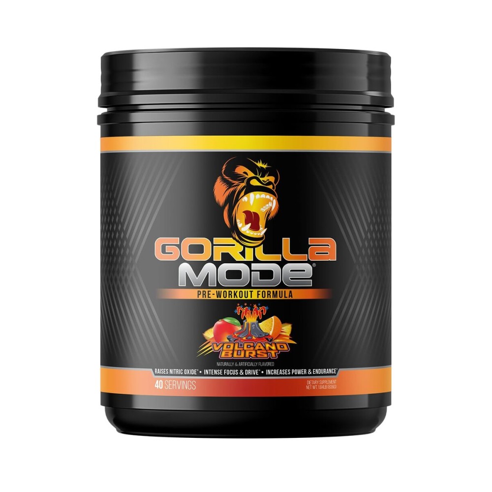 Gorilla Mode Pre Workout - Massive Pumps  Laser Focus  Energy  Power - L-Citrulline, Creatine, L-Tyrosine, Betaine, Hydroprime, Alpha-GPC, 400mg Caffeine, Huperzine A - 836g (Volcano Burst)
