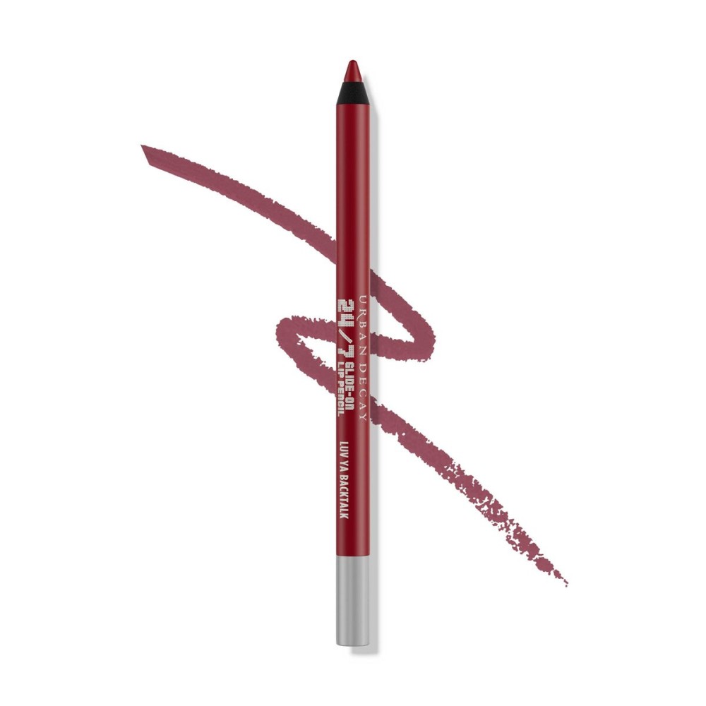 URBAN DECAY 24/7 Glide-On Waterproof Lip Pencil (Luv Ya Backtalk - Medium Warm Mauve), Smudge-Proof, Longwearing Lip Liner, Smooth & Creamy Colors, Moisturizing Formula with Vitamin E - 0.04 oz