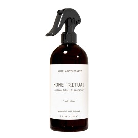 Muse Apothecary Home Ritual Active Odor Eliminator Spray - Furniture Deodorizer Spray & Bathroom Odor Eliminator for Home - Essential Oil Air Freshener - 8oz, Fresh Linen