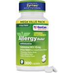 GenCare - Cetirizine HCL 10 mg (300 Caplets) - 24 Hour Allergy Relief Pills - Non Drowsy Generic OTC Allergy Medication - Antihistamine Medicine for Sneezing, Runny Nose & Itchy Eyes - Generic Zyrtc
