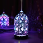 Halloween Skull Aromatherapy Diffuser 3D Glass ultrasonic Cool Mist Scent Essential Oil Diffuser Humidifier with Intermittent Mist & LED 7 Colorful Changing Night Light for Bedroom Office Home Dcor