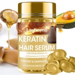 Keratin Hair Treatment Serum,Hair Serum Treatment for Dry Damaged Hair,Hair Oil Capsules with Keratin,Argan Oil-Leave-in Anti Frizz Conditioner with Vitamins A, C, E & B5- No Rinse for All Hair Types