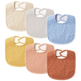 POIKSHARK 6-Pack Muslin Baby Bibs for Unisex Boys Girls, Solid Colors, Soft Cotton Baby Drool Bibs, Drooling and Teething Bibs for Infant, Newborn - Orange