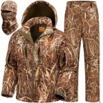 NEW VIEW Camo Hunting Clothes for Men, Quiet Warm Fleece Lining, Cold Weather Deer Hunting Jacket and Pants with Face Mask
