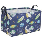 Sanjiaofeng Rectangular Kids Basket Space Storage Bins,Boys Basket Organizer.Waterproof PE Coating Storage with Handles.Clothers,Toys,Books,Kid\'s Gifts Storage. (Astronaut) 