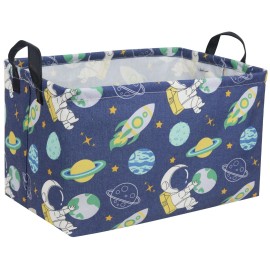 Sanjiaofeng Rectangular Kids Basket Space Storage Bins,Boys Basket Organizer.Waterproof PE Coating Storage with Handles.Clothers,Toys,Books,Kid\'s Gifts Storage. (Astronaut) 
