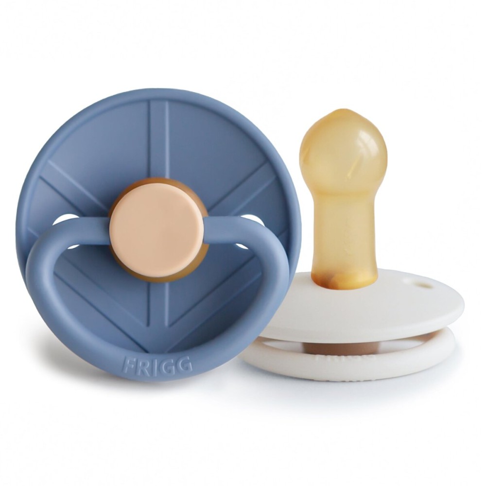 FRIGG Little Viking Natural Rubber Baby Pacifier 2-Pack | Made in Denmark | BPA-Free (Ocean View/Cream, 6-18 Months)