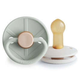 FRIGG Little Viking Natural Rubber Baby Pacifier 2-Pack | Made in Denmark | BPA-Free (Sage/Cream, 6-18 Months)