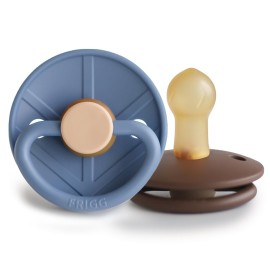 FRIGG Little Viking Natural Rubber Baby Pacifier 2-Pack | Made in Denmark | BPA-Free (Ocean View/Cocoa, 0-6 Months)