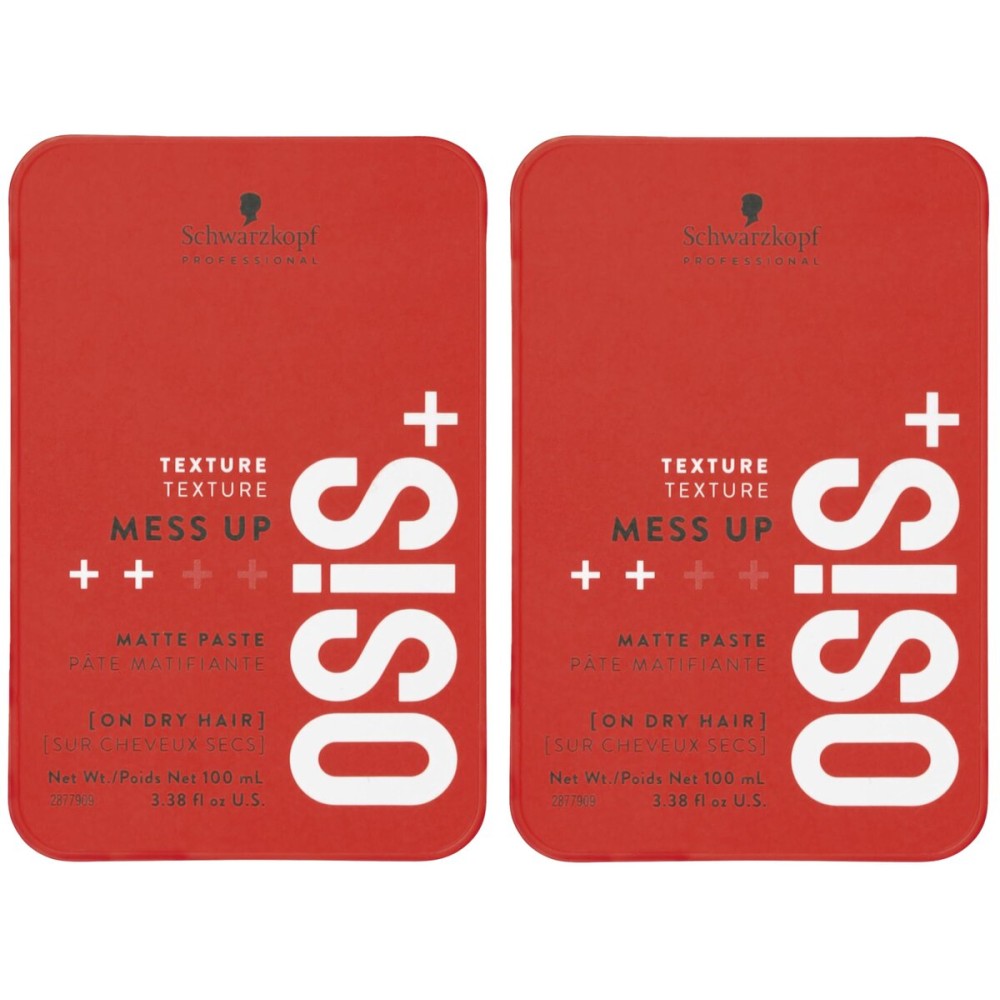 OSiS+ Mess Up, 6.76 oz (2 Pack) | Matte Paste for long-lasting Medium Control | Pliable, Moldable Styling Paste with Carnauba Wax and Beeswax | Flexible Styling and Messy Hair Looks