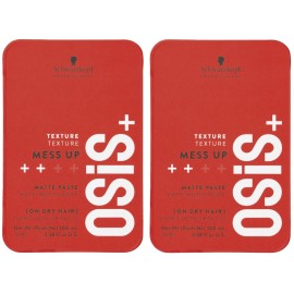 OSiS+ Mess Up, 6.76 oz (2 Pack) | Matte Paste for long-lasting Medium Control | Pliable, Moldable Styling Paste with Carnauba Wax and Beeswax | Flexible Styling and Messy Hair Looks