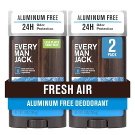 Every Man Jack Fresh Air Mens Deodorant - Stay Fresh with Aluminum Free Deodorant For all Skin Types - Odor Crushing, Long Lasting, with Naturally Derived Ingredients - 3oz (2 Pack)