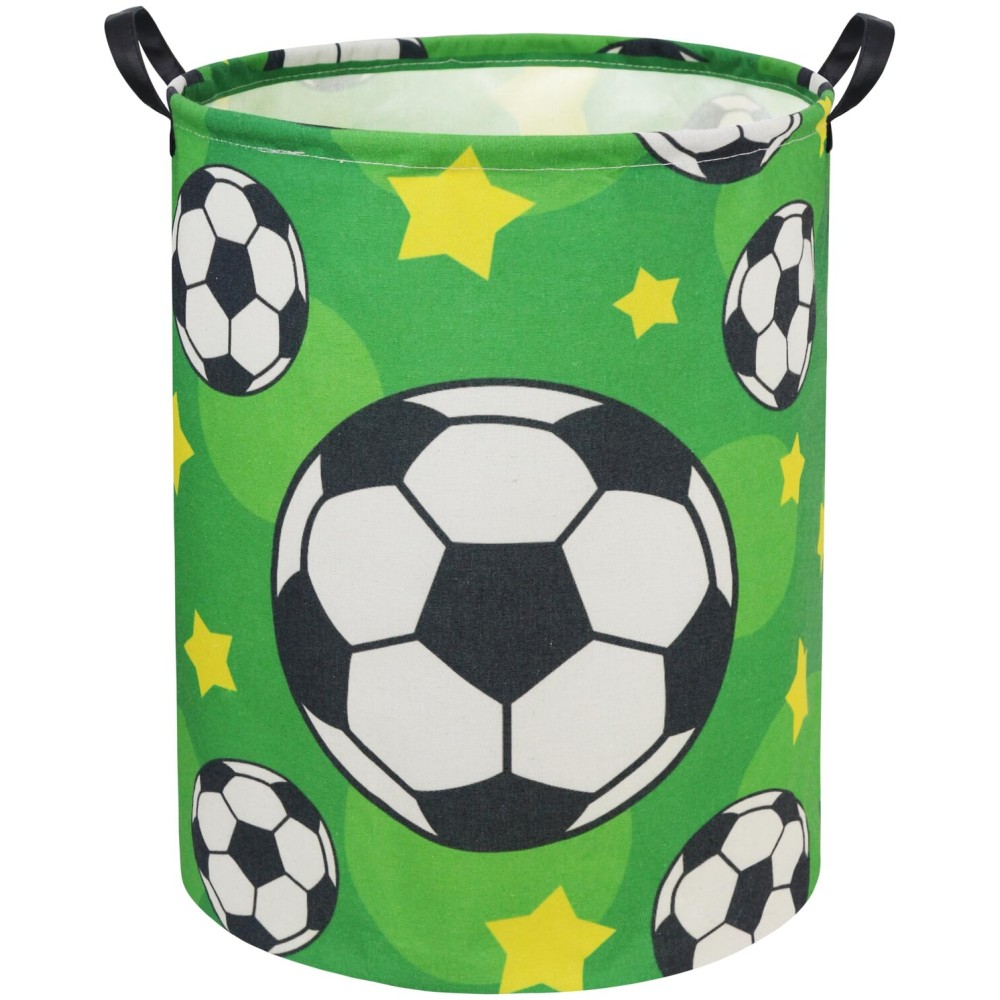 TIBAOLOVER Soccer Kids Laundry Basket Baby Hamper Soccer Toy Storage Bin for Boys Room Decor Baby Nursery Hamper Gift Baskets for Bedroom Bathroom(Green Soccer)