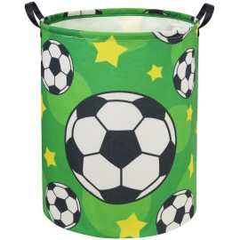 TIBAOLOVER Soccer Kids Laundry Basket Baby Hamper Soccer Toy Storage Bin for Boys Room Decor Baby Nursery Hamper Gift Baskets for Bedroom Bathroom(Green Soccer)