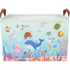 CLOCOR Rectangular Storage Basket Empty,Gift Basket,Waterproof Storage Bin with Handles,Room Decor(Under The Sea)