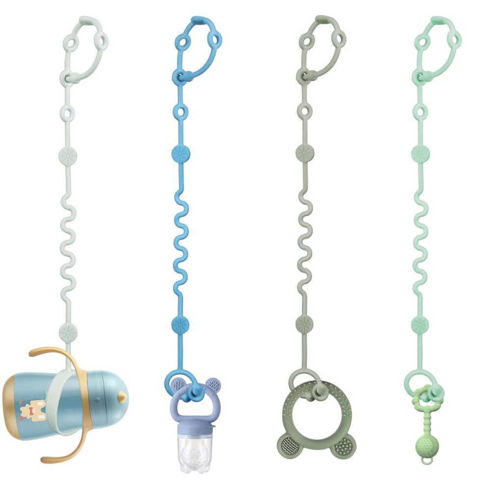 LittleHugs Toy Straps for Baby, Adjustable Toy Holder for Stroller Accessories, Silicone Tether Pacifier Clip, No Throw Travel Essential Leash for High Chair, Car Seat (boy-4 Pack)