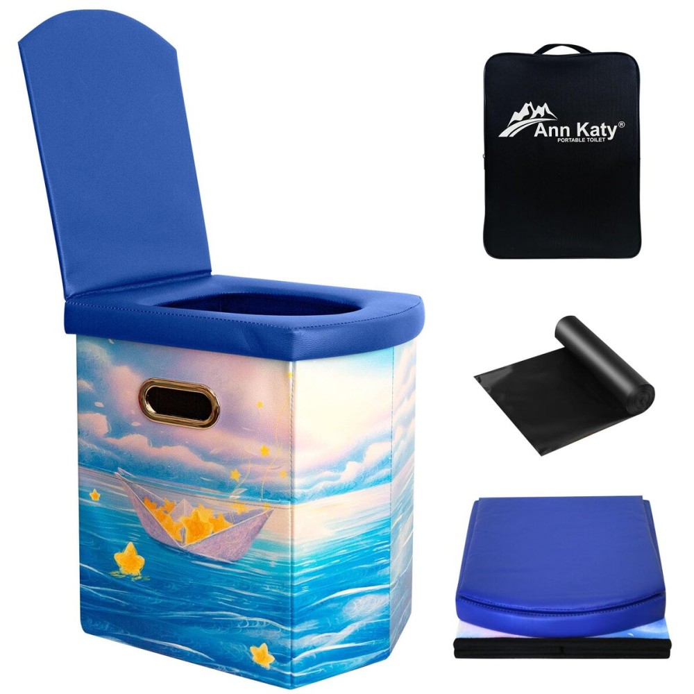 Upgrade XL Portable Toilet for Adults, Extra Large Portable Travel Floding Toilet, Camping Tall Toilets with Lid for Adults and Kids Compact Potty for Car,Hiking,Beach and Camping