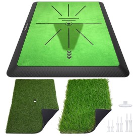 Golf Hitting Mat, Golf Training Mat for Swing Path Feedback Detection Batting,Extra Replaceable Golf Practice Mat 16x12,Golf Gifts for Men Women for Home Indoor Outdoor