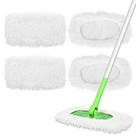 Yicotira 4 Pack Reusable Microfiber Mop Pads Compatible with Swiffer Sweeper - Dry Sweeping Cloths & Wet Pad Refills for Wet & Dry, Washable Pads Refills for Household Cleaning (Mop is not Included)