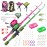 Lanaak 2 Pack Kids Telescopic Fishing Pole, Portable Fishing Rod Set, Tackle Box and Fishing Net Combo Kit, Kids Fishing Gear for Boys and Girls Age 5-10 and Youth - Green and Pink