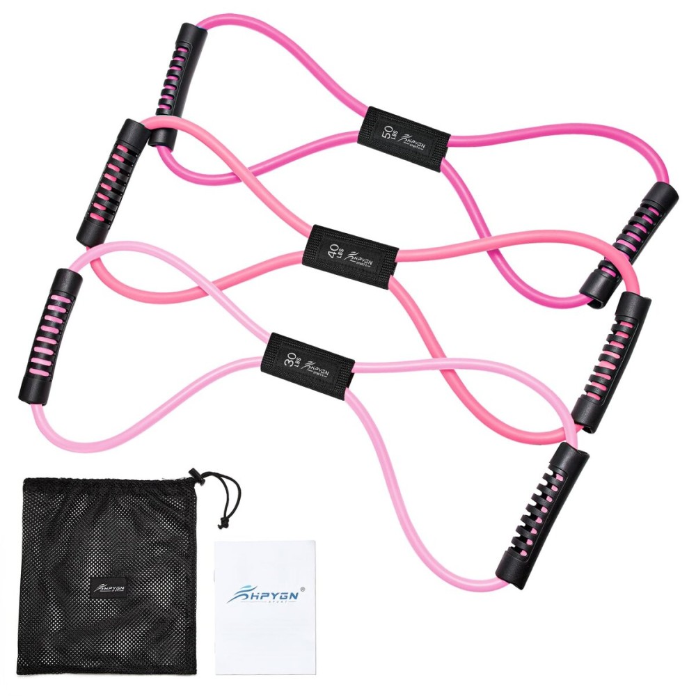 Figure 8 Resistance Band, Resistance Bands for Arms, Back, Shoulder Stretcher Exercise Bands with Handles, Upper Body Workout Equipment Set of 3 for Yoga Pilates Stretching Physical Therapy