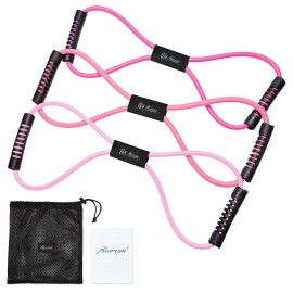 Figure 8 Resistance Band, Resistance Bands for Arms, Back, Shoulder Stretcher Exercise Bands with Handles, Upper Body Workout Equipment Set of 3 for Yoga Pilates Stretching Physical Therapy