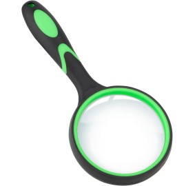 Magnifying Glass, 75MM Handheld Reading Magnifier with Non-Slip Soft Handle for Seniors Book Newspaper Reading and Kids Nature Hobby Exploration