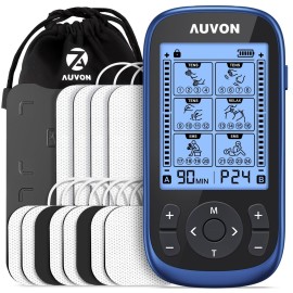 AUVON 3-in-1 TENS Unit Muscle Stimulator, EMS Massage Machine with 40 Intensities for Gradual Shoulder, Sciatica, Back Pain Relief, 24 Modes Rechargeable Electronic Pulse Massager with 12 TENS Pads