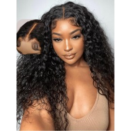 UNICE Bye Bye Knots Glueless Wig Pre Cut 7x5 Lace Front Water Wave Wigs Human Hair Wet and Wavy Put on and Go Human Hair Wig with Baby Hair Pre Plucked 150% Density 18 Inch