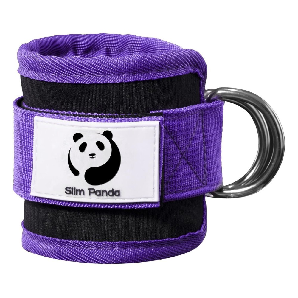 Slim Panda Ankle Strap for Cable Machine,Ankle Cuff for Kickbacks, Booty Hip Abductors,Glute Workouts, Leg Extensions, Curls for Men and Women, Adjustable with Double D-Rings (Purple)