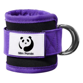 Slim Panda Ankle Strap for Cable Machine,Ankle Cuff for Kickbacks, Booty Hip Abductors,Glute Workouts, Leg Extensions, Curls for Men and Women, Adjustable with Double D-Rings (Purple)