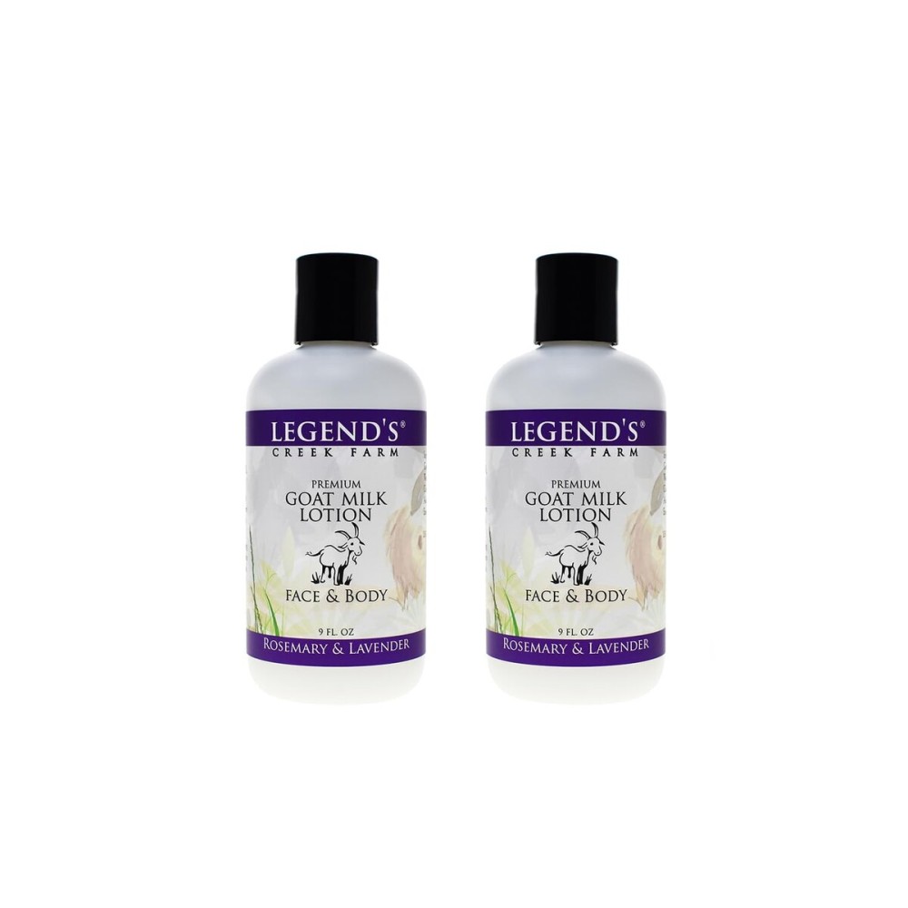 Legend\'s Creek Farm Goat Milk Lotion - Moisturizing Goat Milk Body Lotion for Body, Hand & Face - 9 oz Body Moisturizer with Shea Butter, Sunflower Oil, Aloe (2-Pack, Rosemary & Lavender)
