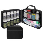 StarPlus2 Large Pill Bottle Organizer, Medicine Bag, Carrier for Medications, Vitamins, and Medical Supplies - Travel Medicine Organizer and Storage Med Bag with Elastic Bands - Black (Without Lock)