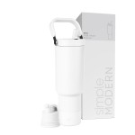 Simple Modern Trek Pivot | 40oz Flip Straw Tumbler with Handle | Water Bottle & Boot | Interchangeable Straw & Chug Lids | Insulated Stainless Steel Jug | Gym Sports Outdoors | Winter White