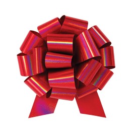 InstaBows Large Red Gift Bow 12 Color Changing Holographic Pull String Bow Perfect for Gift Wrapping Big Presents Cars Bikes & More