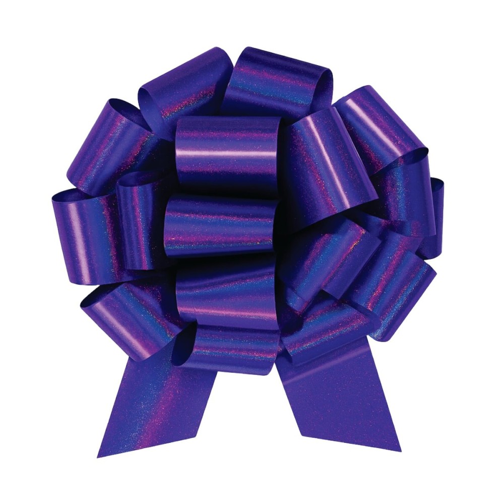 InstaBows Large Purple Gift Bow 12 Color Changing Holographic Pull String Bow Perfect for Gift Wrapping Big Presents Cars Bikes & More