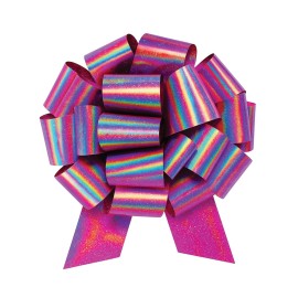 InstaBows Large Pink Gift Bow 12 Color Changing Holographic Pull String Bow Perfect for Gift Wrapping Big Presents Cars Bikes & More